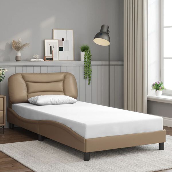 vidaXL Bed Frame without Mattress "Hvar" Cappuccino 100x200 cm Faux Leather
