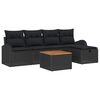 vidaXL Tr&auml;dg&aring;rdsoffset 6 st Svart Poly rattan