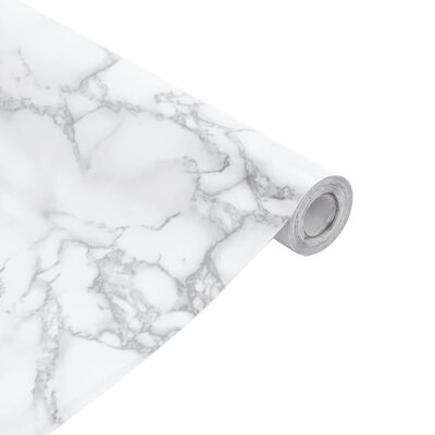 vidaXL Möbeldekaler självhäftande vit marmor 90x500 cm PVC