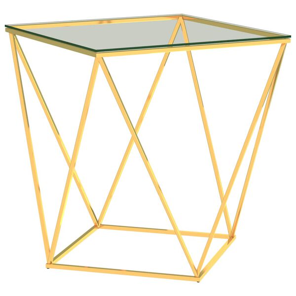 vidaXL Soffbord guld och transparent 50x50x55 cm rostfritt st&aring;l