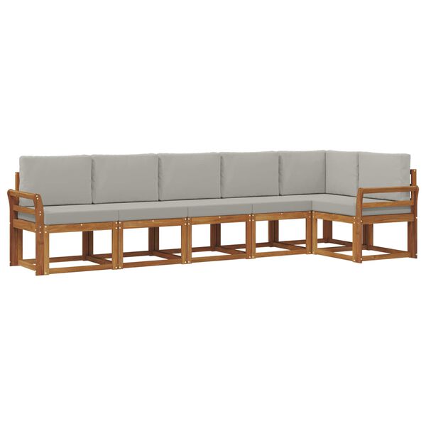 vidaXL Utomhussoffset med kudde 6 pcs Naturlig och Ljus Gr&aring;