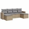 vidaXL Soffgrupp f&ouml;r tr&auml;dg&aring;rden med dynor 6 delar beige konstrotting