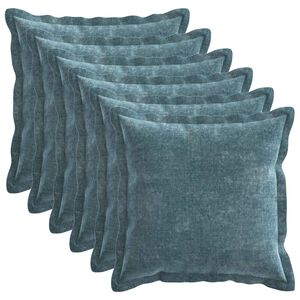 vidaXL Kudd&ouml;verdrag 6 pcs HOUTEN Bl&aring; 40 x 40 cm Chenilletyg