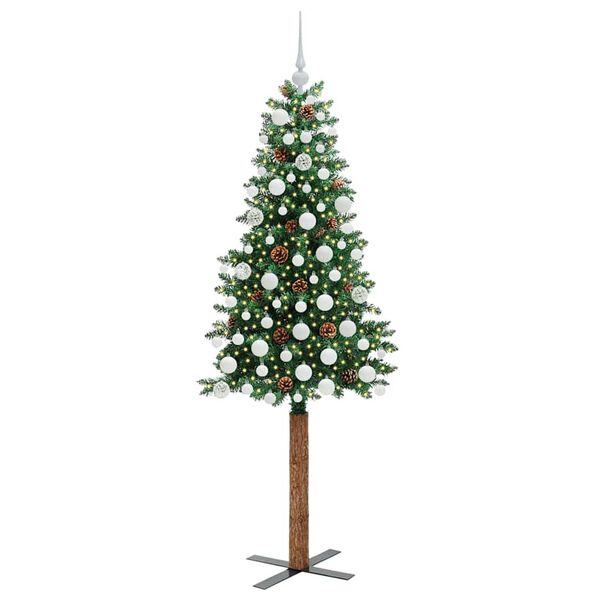 vidaXL Smal julgran med 300 LED-lampor Gr&ouml;n 180 cm PVC och solid furu