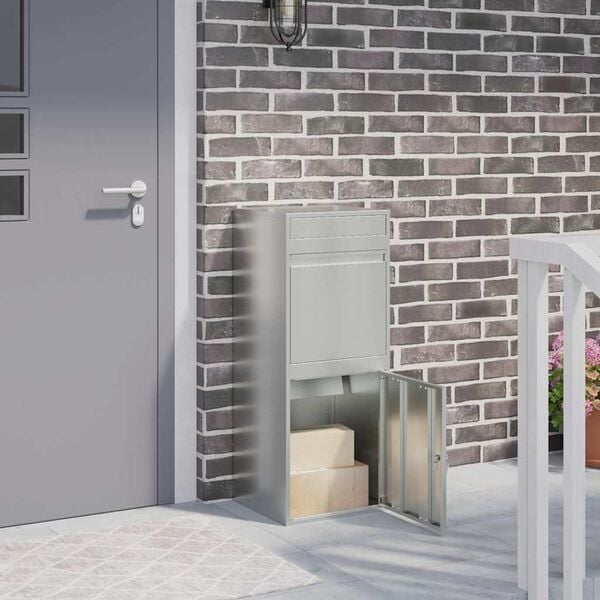 vidaXL Paketbox med lagring Svart 41 x 38 x 103 cm Galvaniserat St&aring;l