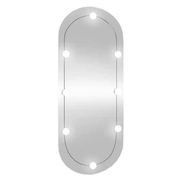 vidaXL V&auml;ggspegel med LED-belysning 25x60 cm glas oval