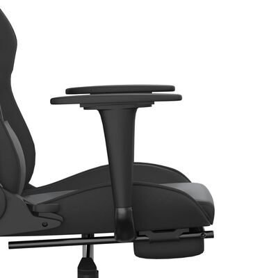 vidaXL Gamingstol med massage och fotstöd svart konstläder