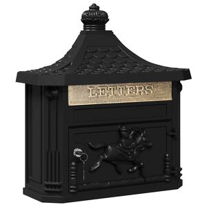 vidaXL V&auml;ggmonterad Brevl&aring;da Svart 40,5 x 16 x 45 cm Gjutet Aluminium