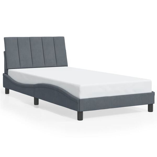 vidaXL Bed Frame without Mattress "Hanko" Dark Grey 100x200 cm Velvet