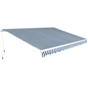 vidaXL Markis manuellt inf&auml;llbar 450 cm bl&aring;/vit