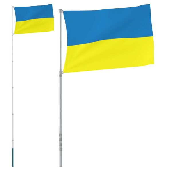 vidaXL Ukrainas flagga och flaggst&aring;ng 5,55 m aluminium