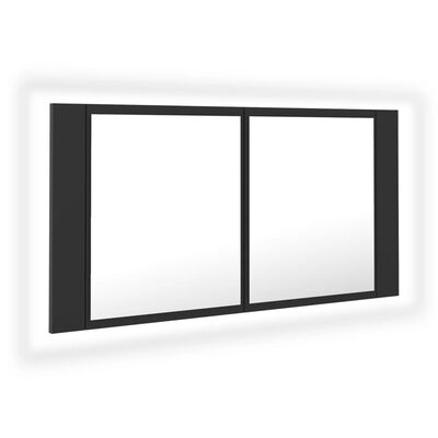 vidaXL Spegelskåp med LED grå 90x12x45 cm akryl