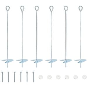 vidaXL Jordankare 6 pcs Silver &Oslash;10 x 50 cm Galvaniserat metall
