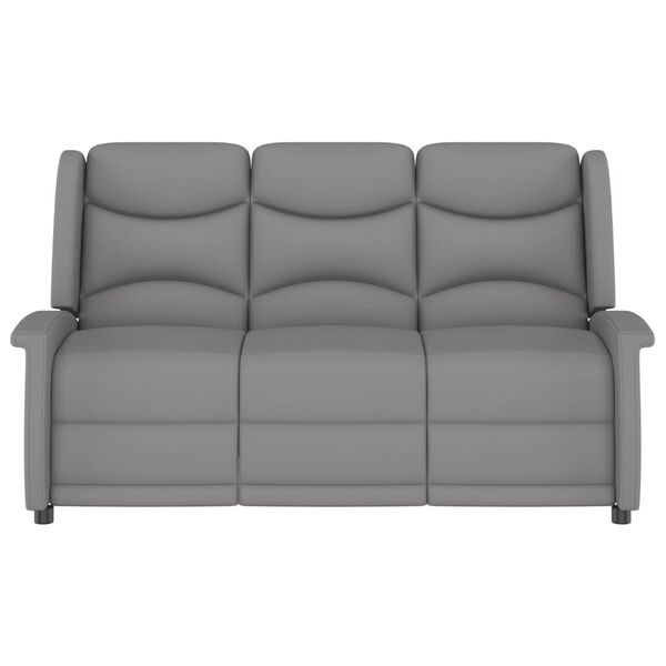 vidaXL Massagef&aring;t&ouml;lj 3-sits ljusgr&aring; mikrofibertyg