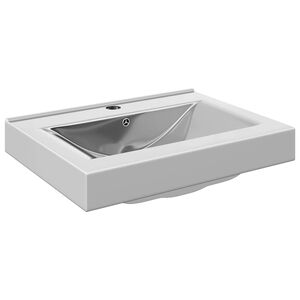vidaXL Handfat med br&auml;ddavlopp 60x46x16 cm keramik silver