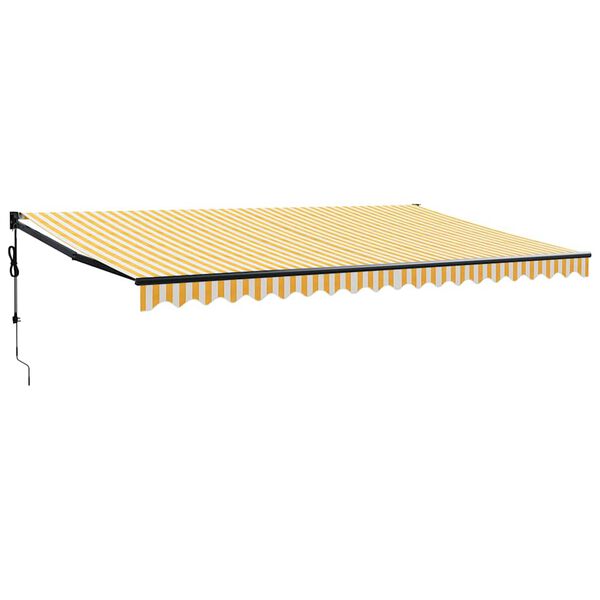 vidaXL Automatisk infällbar markis gul och vit 5x3 m