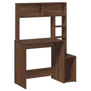 vidaXL Skrivbord med hyllor brun ek 100x45x140 cm konstruerat tr&auml;