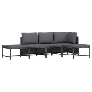 vidaXL Loungegrupp f&ouml;r tr&auml;dg&aring;rden med dynor 5 delar konstrotting gr&aring;