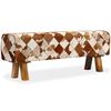 vidaXL Bänk i äkta kohud diamantmönster
