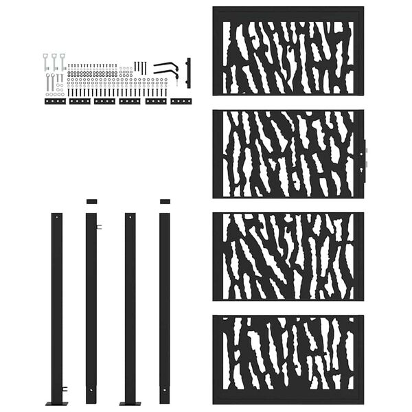 vidaXL Trädgårdsgrind svart 100x200 cm stålspårsdesign