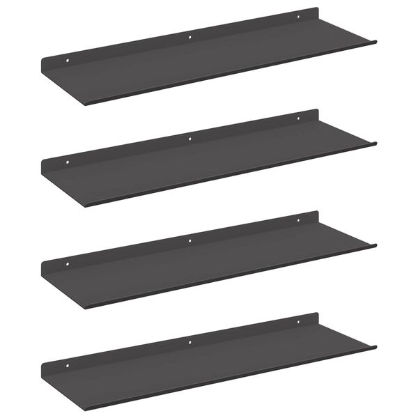 vidaXL Flytande hylla V&auml;ggmonterad 4 pcs Svart 60 x 18 x 2,5 cm St&aring;l