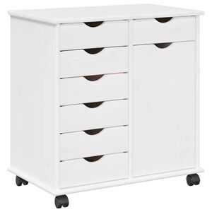 vidaXL Rullande sk&aring;p med hjul Vit 63,5 x 39 x 65,5 cm Massiv furu