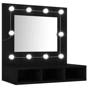 vidaXL Spegelsk&aring;p med LED svart 60x31,5x62 cm