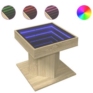 vidaXL Soffbord med LEDs sonoma-ek 50x50x45 cm konstruerat tr&auml;
