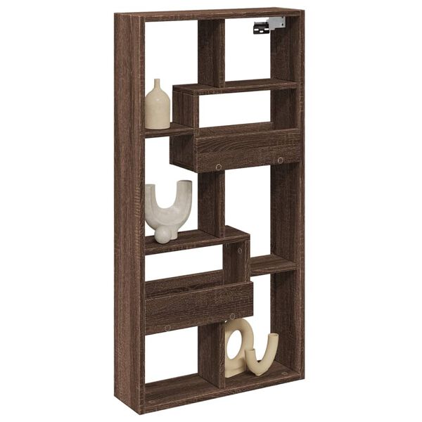 vidaXL V&auml;ggsk&aring;p brun ek 50x15x100 cm konstruerat tr&auml;