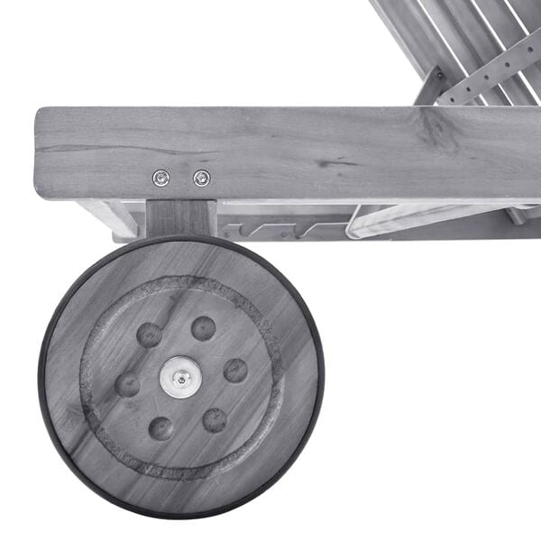 vidaXL Solsäng med dyna grå massivt akaciaträ