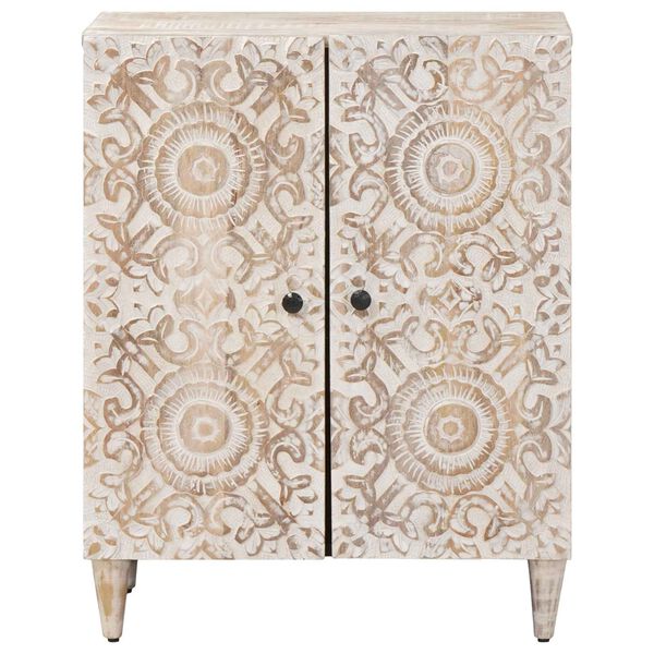 vidaXL F&ouml;rvaringssk&aring;p Vit 60 x 33,5 x 75 cm Massivt mangotr&auml;