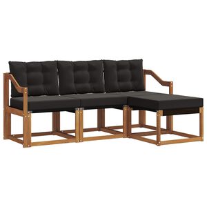 vidaXL Utomhussoffset med kudde 4 pcs Naturlig och svart