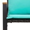 vidaXL b&auml;nk med kudde Svart och turkos 115 x 65 x 72 cm Rotting