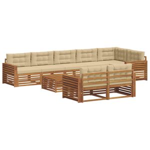 vidaXL Utomhussoffset med kudde 9 pcs Naturlig och Beige