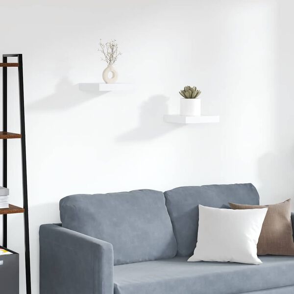 vidaXL Sv&auml;vande v&auml;gghyllor 2 st vit 23x23,5x3,8 cm MDF