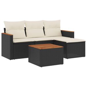 vidaXL Loungegrupp f&ouml;r tr&auml;dg&aring;rden med dynor 5 delar svart konstrotting
