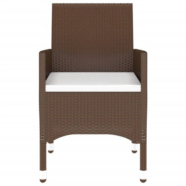 vidaXL Caféset 3 delar konstrotting och härdat glas brun