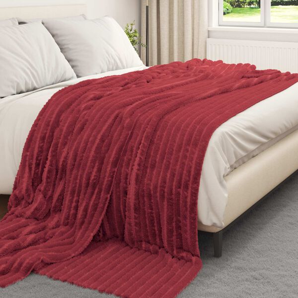 vidaXL Kastfilt Bordeaux R&ouml;d 240 x 220 cm Fleece