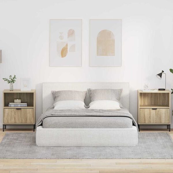 vidaXL Nattduksbord 2 pcs Sonoma ek 49 x 36 x 61 cm Konstruerat tr&auml;