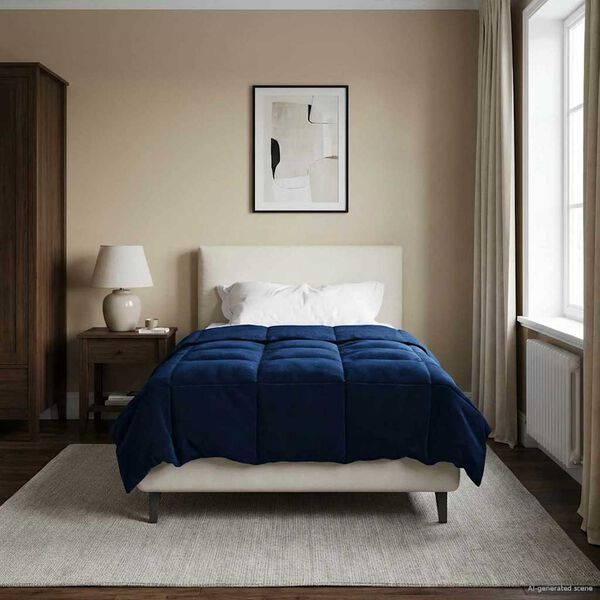 vidaXL Vinter T&auml;cke Quiltad M&ouml;rkbl&aring; 155 x 200 cm Mikrofiber