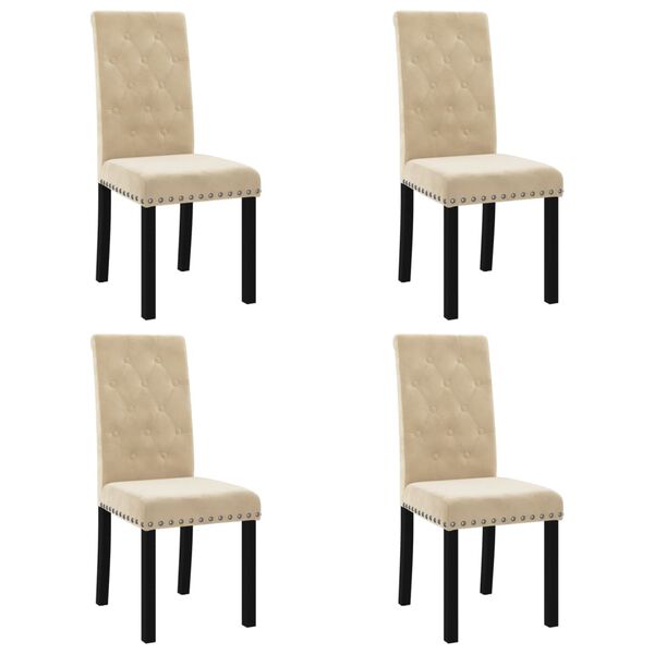 vidaXL Matstolar 4 st gr&auml;ddvit sammet