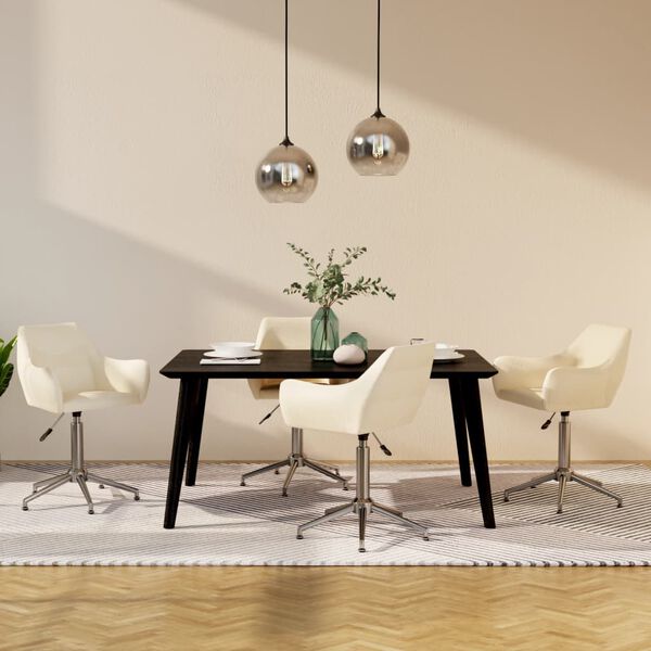 vidaXL Snurrbara matstolar 4 st gr&auml;ddvit tyg