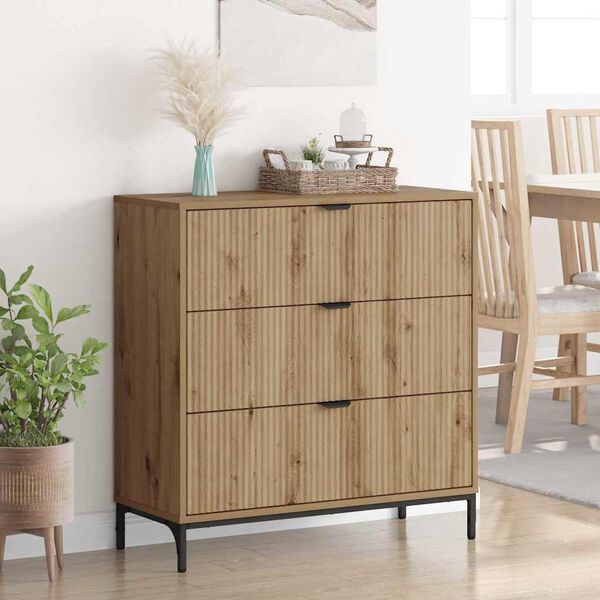 vidaXL Sideboard med låda artisan ek 79,5 x 33 x 82 cm Konstruerat trä