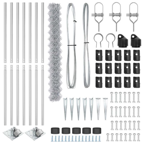 vidaXL St&auml;ngselstolpe Silver 10 x 1,5 m (60 x 60 mm n&auml;t) St&aring;l