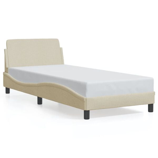 vidaXL Bed Frame with Headboard "Dover" Cream 80x200 cm Fabric