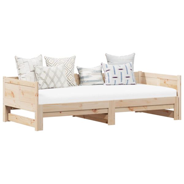 vidaXL Utdragbar Dagb&auml;dd Naturf&auml;rg 180 x 200 cm Massiv furu