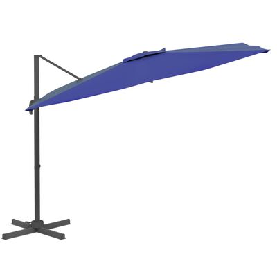 vidaXL Frihängande parasoll LED azurblå 400x300 cm