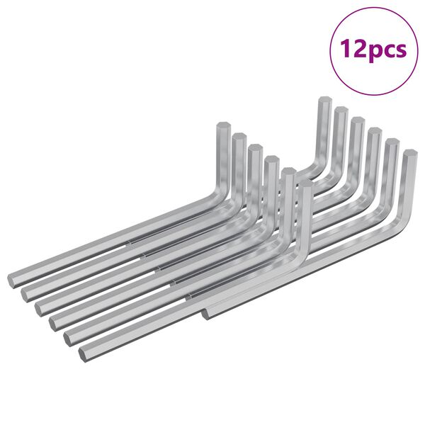 vidaXL Sexkantnyckel 12 pcs Silver 32 x 86 mm St&aring;l