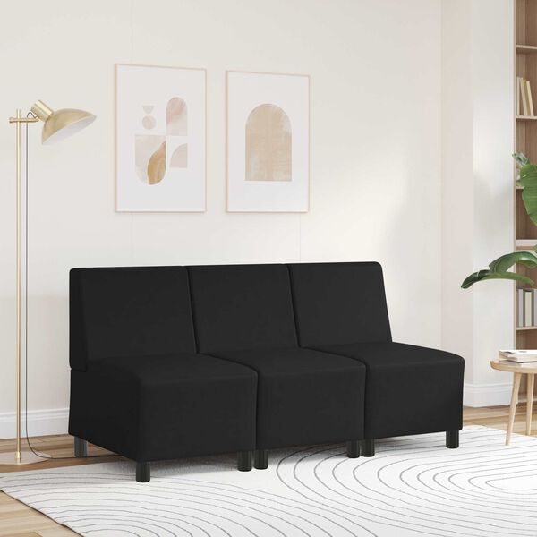 vidaXL | Modulsofa utan armst&ouml;d | Svart 55 x 74 x 82 cm Konstl&auml;der