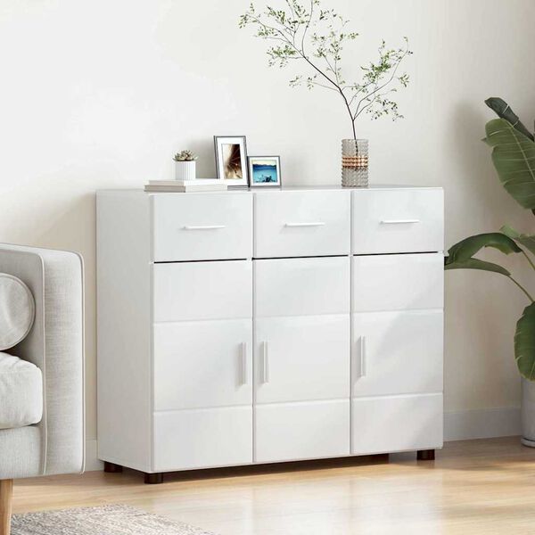 vidaXL Sideboard H&ouml;gblanka vita 88,5 x 30,5 x 73 cm Konstruerat tr&auml;